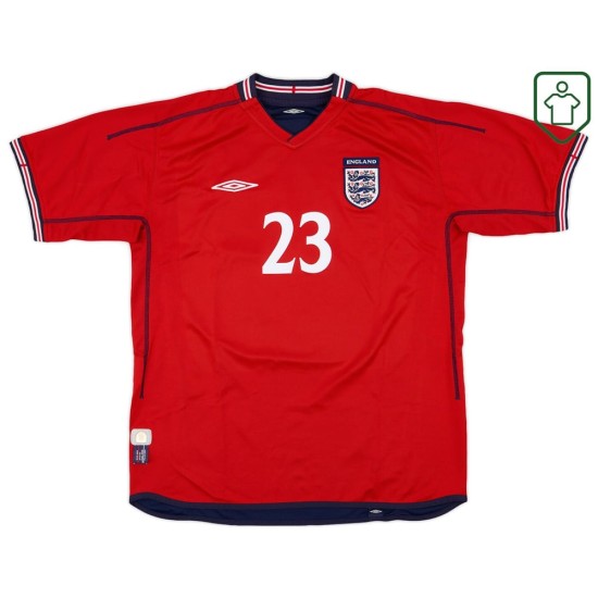 Camiseta retro visitante Inglaterra 2002/04 para hombre Rooney #23