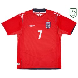 Camiseta retro visitante Inglaterra 2004/06 para hombre Beckham #7