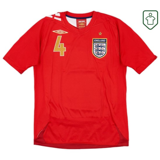 Camiseta retro visitante Inglaterra 2006/08 para hombre Gerrard #4