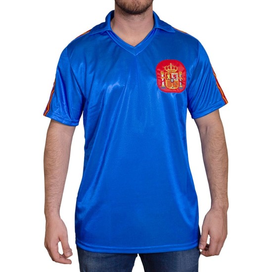 Camiseta Retro España 1982 Copa del Mundo Azul Mujer Camiseta Retro España 1982 Copa del Mundo Azul Mujer