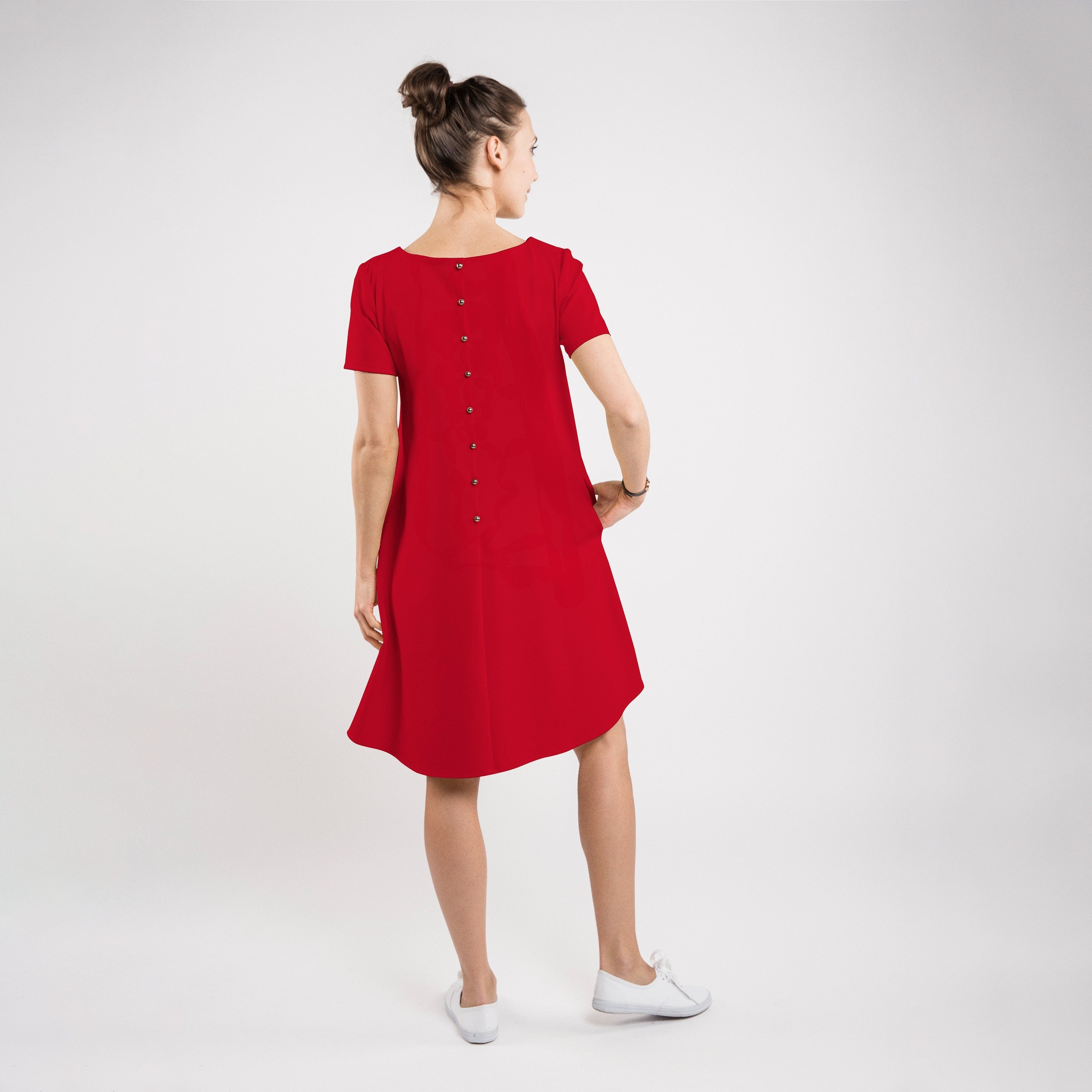 Vestido SUMMER CALMNESS con botones, Rojo, M