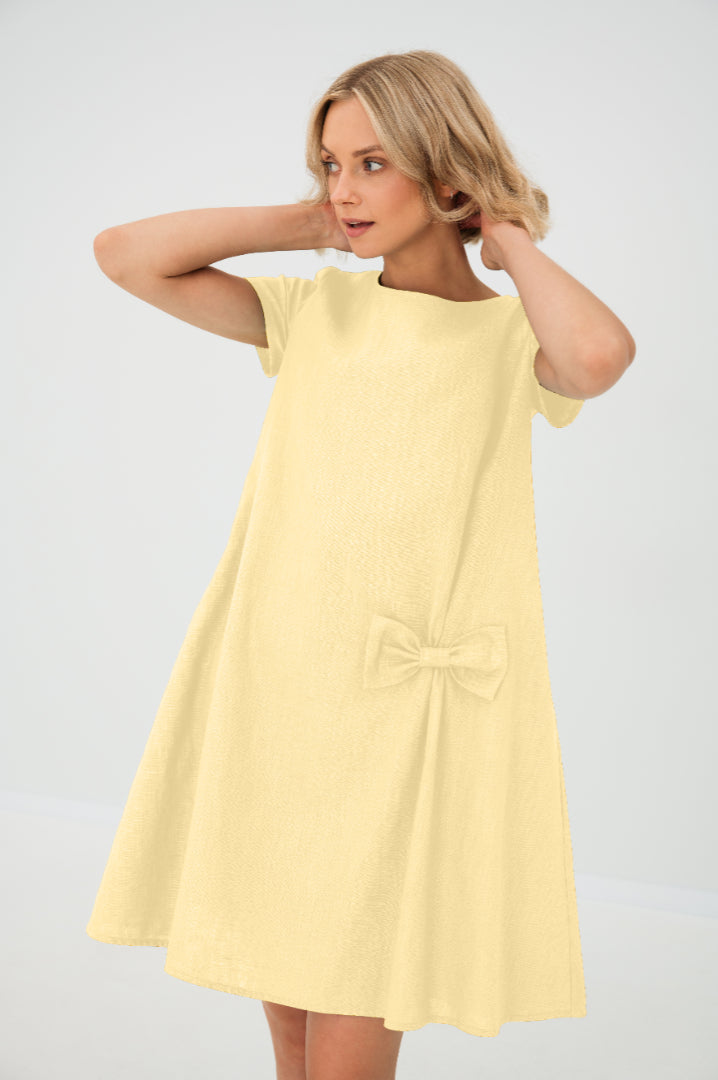 Vestido de lino SUMMER KISS, Amarillo claro, M